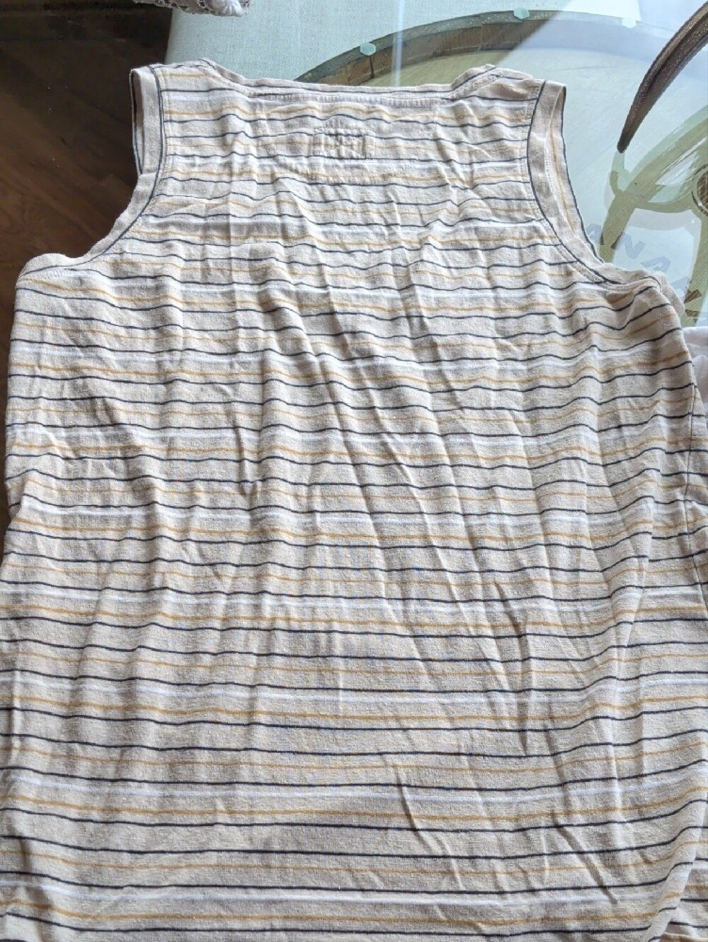 Prana Striped Scoop Neck Tank Top in Cream and Gray - Picture 4 of 4